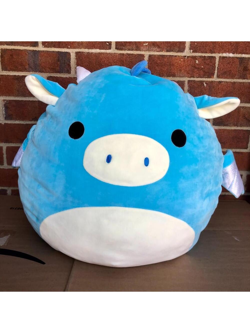 LARGE Squishmallow Rare Devin Blue Dragon Plush Kellytoy Pillow 21" x 33"